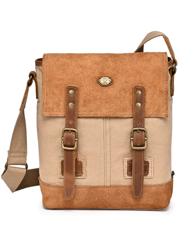 Tsd Brand Valley Oak Canvas Crossbody Bag In Khaki