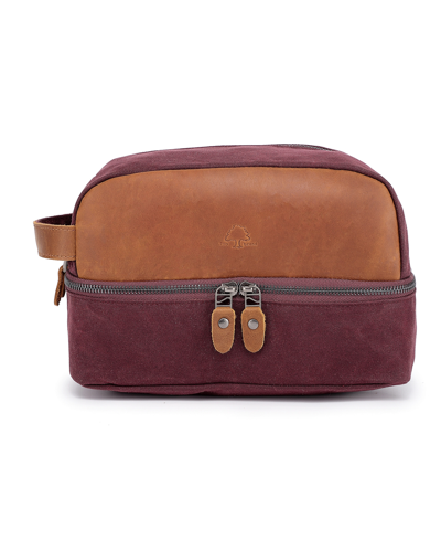 Tsd Brand Stone Creek Waxed Canvas Toiletry Bag In Burgundy