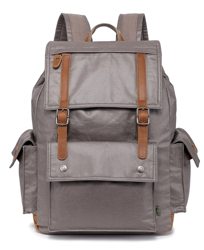 Tsd Brand Urban Light Traveller Canvas Backpack In Gray