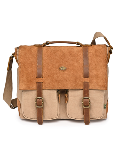 Tsd Brand Valley Oak Canvas Messenger Bag In Khaki