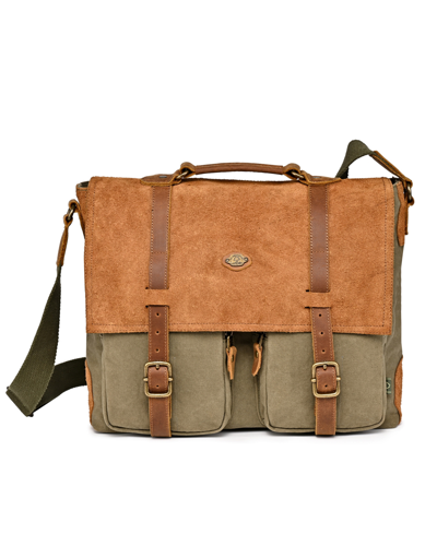 Tsd Brand Valley Oak Canvas Messenger Bag In Olive