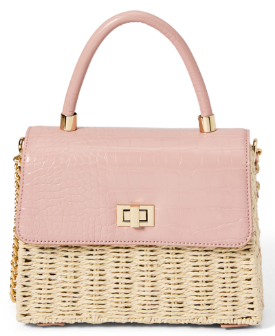 Like Dreams Women's Briar Faux Croc Straw Crossbody In Blush