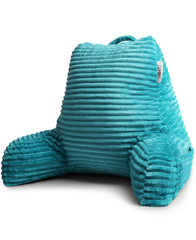 Nestl Bedding Cut Plush Striped Reading Pillow With Arms, Medium In Teal Blue