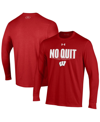 UNDER ARMOUR MEN'S UNDER ARMOUR RED WISCONSIN BADGERS SHOOTER PERFORMANCE LONG SLEEVE T-SHIRT