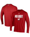 Under Armour Red Wisconsin Badgers 2023 On Court Bench Shooting Long Sleeve Hoodie T-shirt In Red