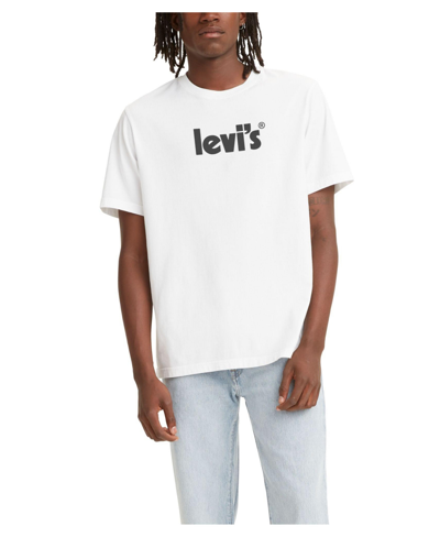 Levi's Men's Big And Tall Relaxed Fit Crewneck T-shirt In Poster Logo White