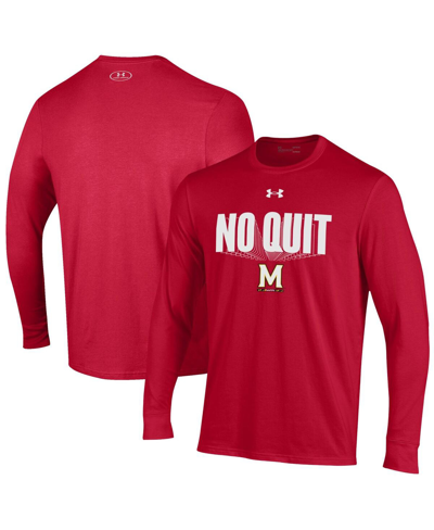 UNDER ARMOUR MEN'S UNDER ARMOUR RED MARYLAND TERRAPINS SHOOTER PERFORMANCE LONG SLEEVE T-SHIRT