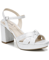 Lifestride Lucky Block Heel Platform Sandal In Silver Fabric