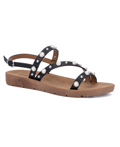 Olivia Miller Women's Perla Flat Sandals Women's Shoes In Black