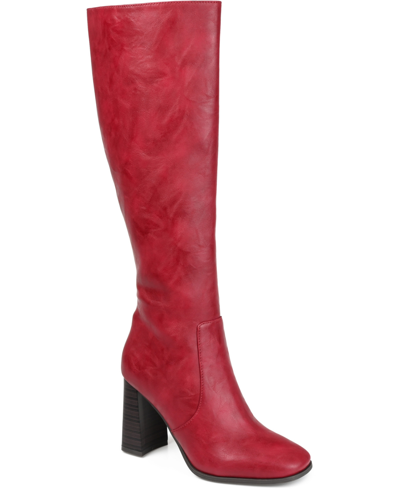Journee Collection Women's Karima Extra Wide Calf Knee High Boots In Red