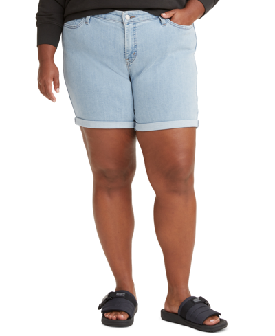 Levi's Trendy Plus Size Mid Length Denim Shorts In Lapis Outsider