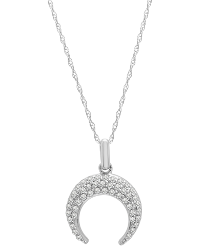 Macy's Diamond Pave Moon 18" Pendant Necklace (1/5 Ct. T.w.) In 10k White Gold
