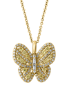 EFFY COLLECTION EFFY YELLOW DIAMOND (1/3 CT. T.W.) & WHITE DIAMOND (1/3 CT. T.W.) BUTTERFLY 18" PENDANT NECKLACE IN 