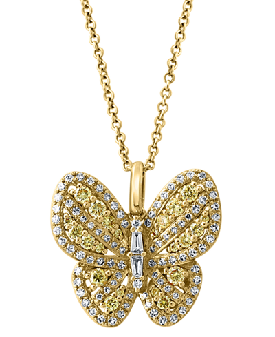 Effy Collection Effy Yellow Diamond (1/3 Ct. T.w.) & White Diamond (1/3 Ct. T.w.) Butterfly 18" Pendant Necklace In In Yellow Gold