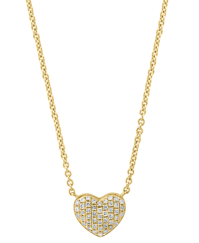 Effy Collection Effy Diamond Pave Heart 18" Pendant Necklace (1/8 Ct. T.w.) In Sterling Silver Or 14k Gold-plated St In Gold-plated Sterling Silver