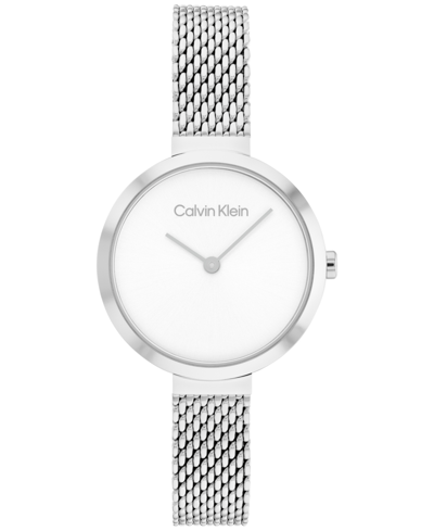 Calvin Klein Stainless Steel Mesh Bracelet Watch 28mm In Silver
