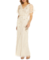 ADRIANNA PAPELL BEADED ILLUSION BLOUSON GOWN