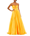 Mac Duggal Bow Sweetheart Strapless A Line Gown In Marigold