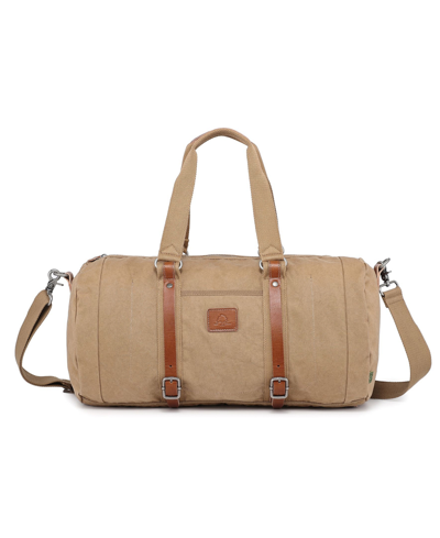 Tsd Brand Forest Canvas Weekender Bag In Khaki