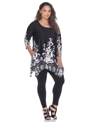 White Mark Plus Yanette Tunic Top In Black White