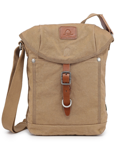 Tsd Brand Forest Canvas Flap Crossbody Bag In Khaki