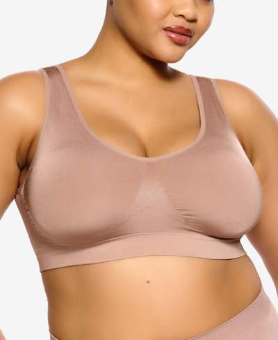 Paramour Plus Size Amaranth Cushioned Comfort Unlined Minimizer Underwire  Bra In Rose Tan