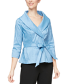 Alex Evenings Brushed Satin Tie Waist Blouse In Hygrangea