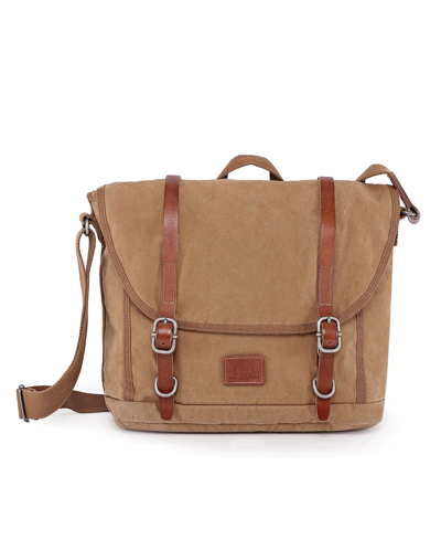 Tsd Brand Forest Canvas Messenger Bag In Khaki