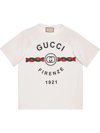 Gucci White Firenze 1921 Logo Cotton T-shirt In White