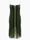 Jw Anderson Knitted Midi Dress In Green And Black Polyamide In Green