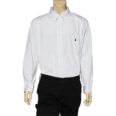Pre-owned Ralph Lauren White Striped Cotton Button Front Shirt 3xb