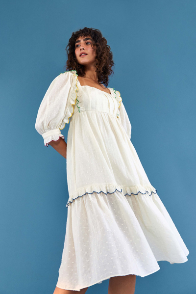 white cotton eyelet puff sleeve midi dress – Oak Boutique Yok anarkali Style:Q1450-6 quarter length offering Katy White Cotton Voile