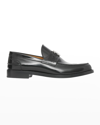 Burberry Fred Tb Metal Leather Loafers In Black