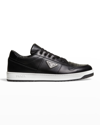 Prada Men's Avenue Low-top Leather Sneakers In Nero