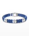 Lagos 18k Yellow Gold & Sterling Silver Diamond Rondelle & Ultramarine Ceramic Caviar Bead Statement Brace In Ss 18k