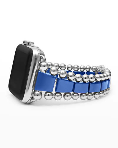 Lagos Sterling Silver & Ultramarine Ceramic Apple Smart Watchband Bracelet In Blue/silver