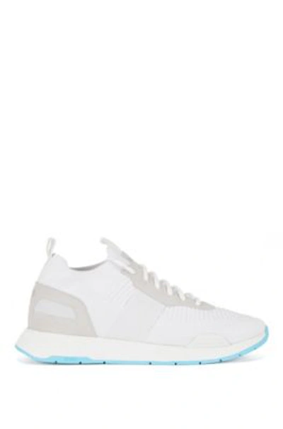 Hugo Boss Boss Low Sneaker  In Canvas And Suede White Polyamide Man