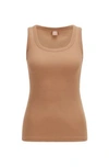 Hugo Boss Sleeveless Slim-fit Top In Organic Cotton With Stretch In Beige