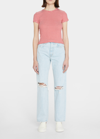 Slvrlake London Ripped High Waist Crop Straight Leg Jeans In Love Hurts
