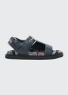 Burberry Boy's Bertha Checkerboard Fisherman Sandals, Baby/toddler In Midnight Blue