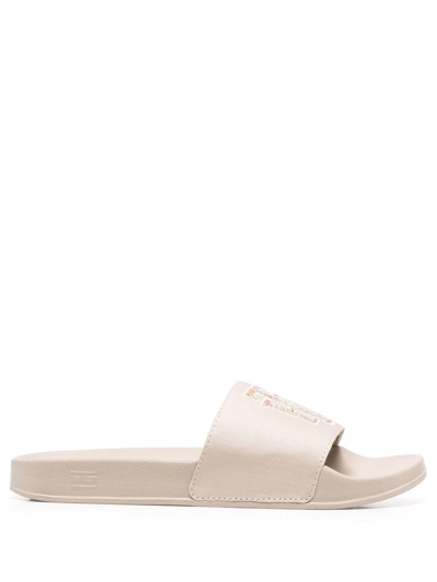 Tommy Hilfiger Embroidered-logo Pool Slides In Nude ModeSens