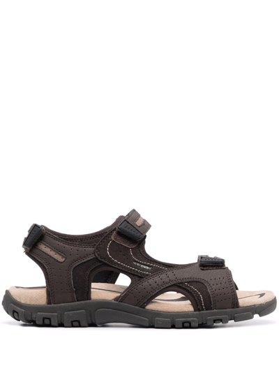 Geox Strada Double-strap Sandals In Brown
