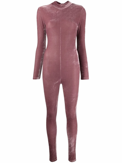 Alchemy X Lia Aram Long-sleeved Velvet Jumpsuit In Pink