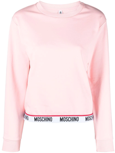 Moschino Logo-trim Sweatshirt In Pink