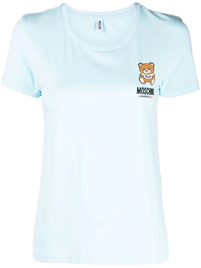 Moschino Teddy Bear Longline T-shirt In Blue