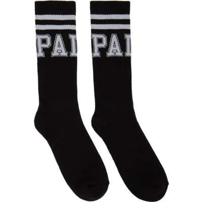Palm Angels Logo Print Ankle Socks In Black