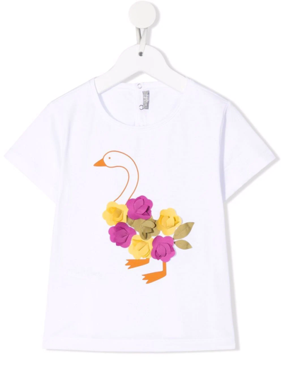 Il Gufo Kids' Graphic-print Short-sleeved T-shirt In Bianco