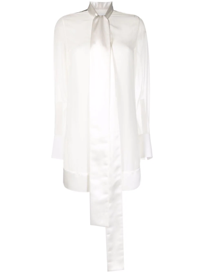 Givenchy Lavalliere Scarf Silk Georgette Mini Dress In Off White
