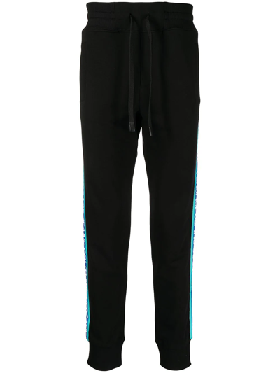 Versace Jeans Couture Logo-tape Slim-fit Track Pants In Black