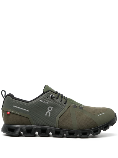 On Running Cloud 5 Waterproof Low-top Sneakers In Khaki Fabric